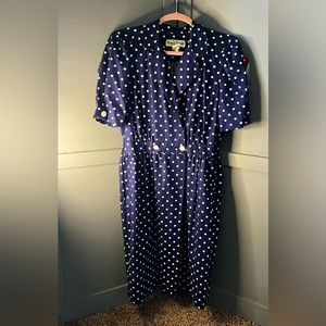 Vintage polka dot blue and white dress